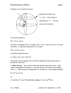 Revised page 1 Integration over a spherical volume: Integrate around this ring: