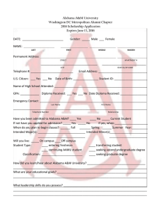 Alabama A&amp;M University Washington DC Metropolitan Alumni Chapter 2016 Scholarship Application
