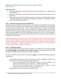 NARRATIVE TEMPLATE for Associate Degrees for Transfer (ADTs) Revised 7.10.13