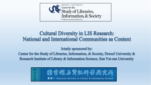 Cultural Diversity in LIS Research: National and International Communities as Context