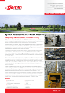 Egemin Automation Inc.—North America Integrating automation into your entire facility