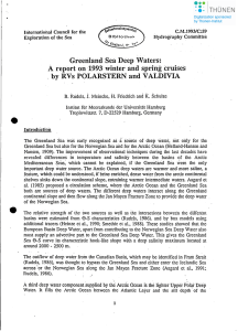 Greenland Sea Deep Waters: Areport on ·1993 winter and spring. 1.