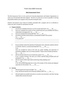 Prairie View A&amp;M University Risk Assessment Form