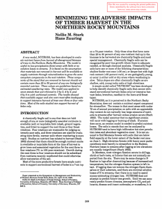 MINIMIZING THE ADVERSE IMPACTS OF TIMBER HARVEST IN THE NORTHERN ROCKY MOUNTAINS