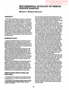 MYCORRHIZAL ECOLOGY OF SHRUB- STEPPE HABITAT Marcia C. Wicklow-Howard ABSTRACT