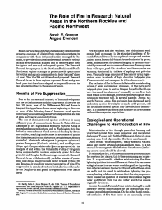 The Role of  Fire in Research Natural Pacific Northwest
