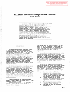 NAA Effects  on  Conifer Seedlings in  British ... David  G.  Simpson