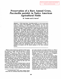 Puccinellia parishii, Preservation  of a  Rare Annual  Grass,