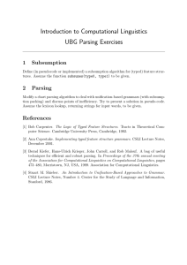 Introduction to Computational Linguistics UBG Parsing Exercises 1 Subsumption