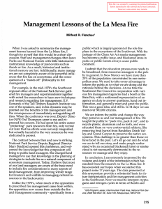 Management Lessons of the La Mesa Fire Milford R.  Fletcher