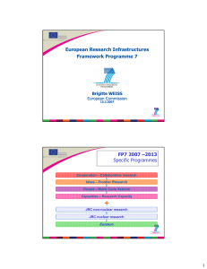 + European Research Infrastructures Framework Programme 7 FP7 2007 –2013
