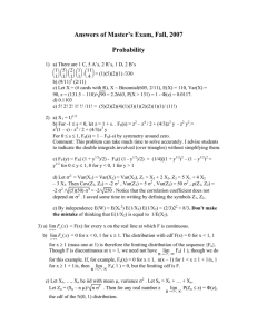 Answers of Master’s Exam, Fall, 2007  Probability