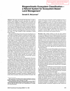 Biogeoclimatic Ecosystem Classification- a Natural System for Ecosystem-Based Land  Management