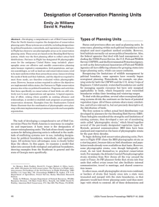 Designation of Conservation Planning Units Emily Jo Williams David N. Pashley