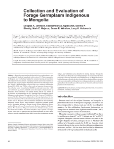 Collection and Evaluation of Forage Germplasm Indigenous to Mongolia