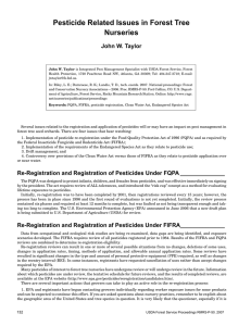 Pesticide Related Issues in Forest Tree Nurseries John W. Taylor