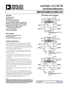 Low Power, 3.3 V, RS-232 Line Drivers/Receivers ADM3202/ADM3222/ADM1385