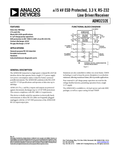 ±15 kV ESD Protected, 3.3 V, RS-232 Line Driver/Receiver ADM3232E