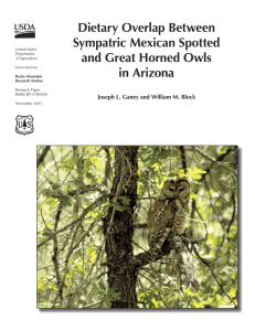 Dietary Overlap Between Sympatric Mexican Spotted and Great Horned Owls in Arizona