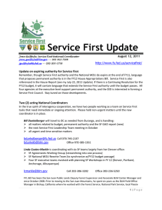 Service First Update   Update on expiring authority for Service First