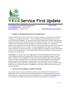 Service First Update   1.  Update on Streamlining Service First Agreements