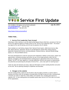 Service First Update  July 30, 2010 THREE ITEMS…