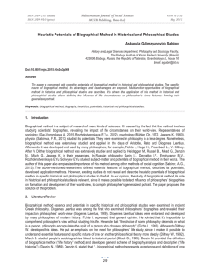 Heuristic Potentials of Biographical Method in Historical and Phlosophical Studies