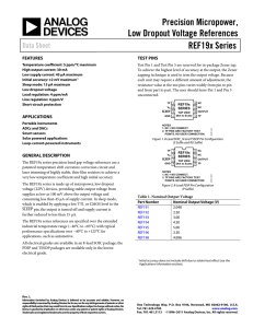 Precision Micropower, Low Dropout Voltage References REF19x Series Data Sheet
