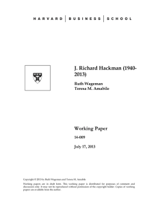 J. Richard Hackman (1940- 2013) Working Paper 14-009