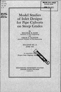 of Inlet Designs for Pipe Culverts on Steep Model Studies