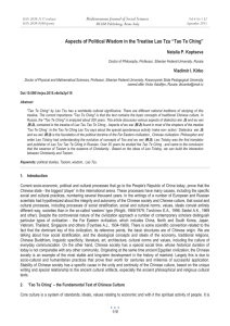 Aspects of Political Wisdom in the Treatise Lao Tzu “Tao... Mediterranean Journal of Social Sciences Natalia P. Koptseva MCSER Publishing, Rome-Italy