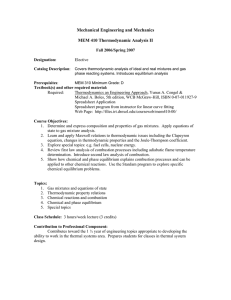 Mechanical Engineering and Mechanics  MEM 410 Thermodynamic Analysis II Fall 2006/Spring 2007