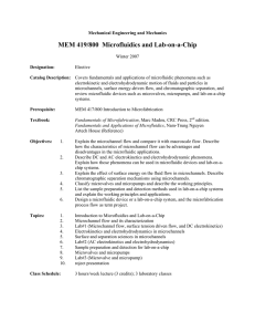 MEM 419/800  Microfluidics and Lab-on-a-Chip