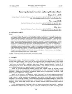 Microsavings Mobilization Innovations and Poverty Alleviation in Nigeria MCSER Publishing, Rome-Italy