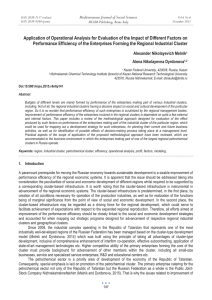 Application of Operational Analysis for Evaluation of the Impact of... Performance Efficiency of the Enterprises Forming the Regional Industrial Cluster