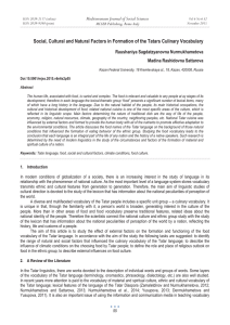 Social, Cultural and Natural Factors in Formation of the Tatars... Mediterranean Journal of Social Sciences Raushaniya Sagdatzyanovna Nurmukhametova Madina Rashidovna Sattarova