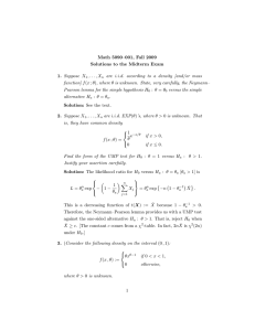 Math 5090–001, Fall 2009 Solutions to the Midterm Exam 1. Suppose X