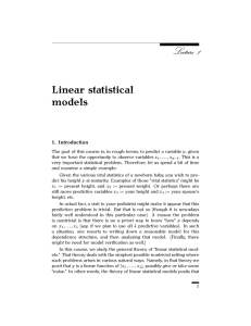 Linear statistical models 1. Introduction