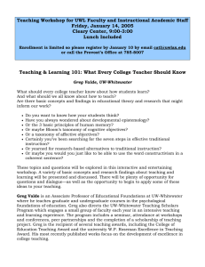 Teaching Workshop for UWL Faculty and Instructional Academic Staff