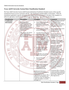 Texas A&amp;M University System Data Classification Standard