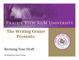 The Writing Center  Presents: Revising Your Draft Developed by Ayana Young