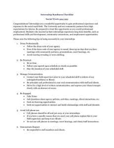 Internship Readiness Checklist Social Work 494/495
