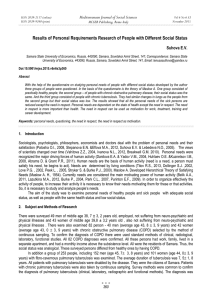 Results of Personal Requirements Research of People with Different Social... Mediterranean Journal of Social Sciences Suhova E.V. MCSER Publishing, Rome-Italy