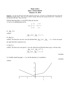 Math 1210-1 Quiz 1 SOLUTIONS January 15, 2016