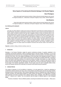 Some Aspects of Countering the Extremist Ideology in the Russian... Mediterranean Journal of Social Sciences Diana Pirbudagova MCSER Publishing, Rome-Italy