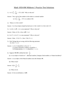 Math 1050-006 Midterm 1 Practice Test Solutions
