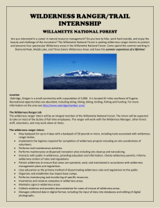 WILDERNESS RANGER/TRAIL INTERNSHIP WILLAMETTE NATIONAL FOREST
