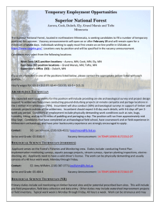 Superior National Forest Temporary Employment Opportunities
