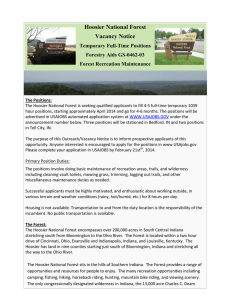 Hoosier National Forest Vacancy Notice Temporary Full-Time Positions