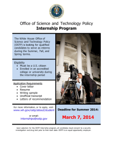 Office of Science and  Technology Policy Internship Program